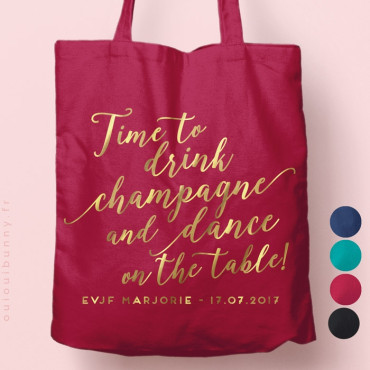 Tote-Bag "Time to Drink Champagne" personnalisé Coloré