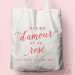 ote-Bag "Vive d'Amour et de Rosé" personnalisé Ecru, écriture couleur Corail